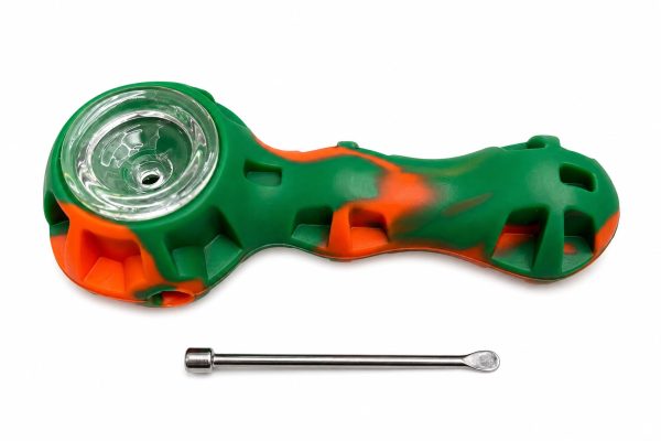 WhatsApp Image 2026-07-18 at 9.49.50 PM Pipa de Silicona Antiadherente Verde/Naranja con Tazón de Vidrio