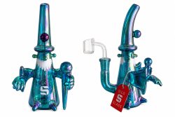 Bong de Vidrio Artístico Silo Glass – Acabado Iridiscente Azul