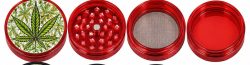 Grinder Acrílico Rojo de 4 Piezas – Diseño Leaf 🌿❤️