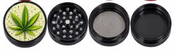 Grinder Acrílico Negro de 4 Piezas – Diseño Leaf 💚🖤