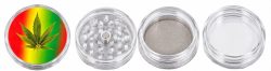 Grinder de 4 Piezas Transparente – Diseño Leaf Rasta 🌿🌈