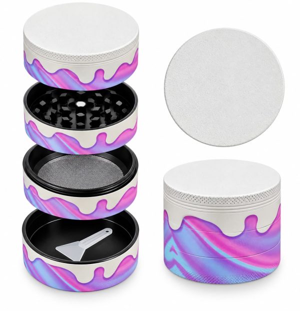 Grinder 4 Piezas – Diseño Drip Rosa & Azul