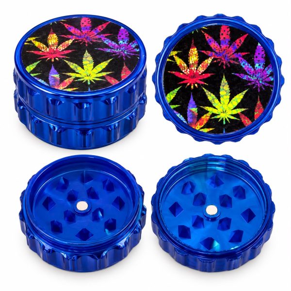 💙 Grinder Metálico Azul con Diseño de Hojas