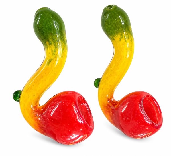 Pipa de Vidrio Artesanal – Rojo, Amarillo y Verde 🍄