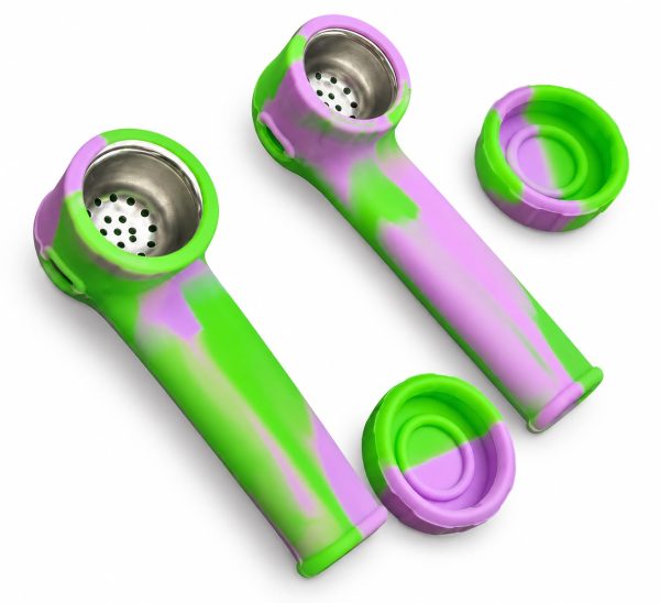 Pipa de Silicona – Verde Neón & Morado 💚💜