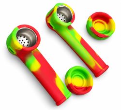 Pipa de Silicona – Verde, Rojo & Amarillo 💚❤️💛