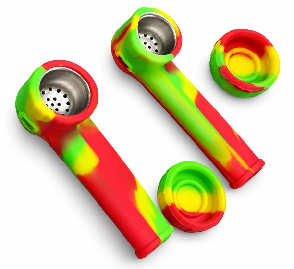 Pipa de Silicona – Verde, Rojo & Amarillo 💚❤️💛