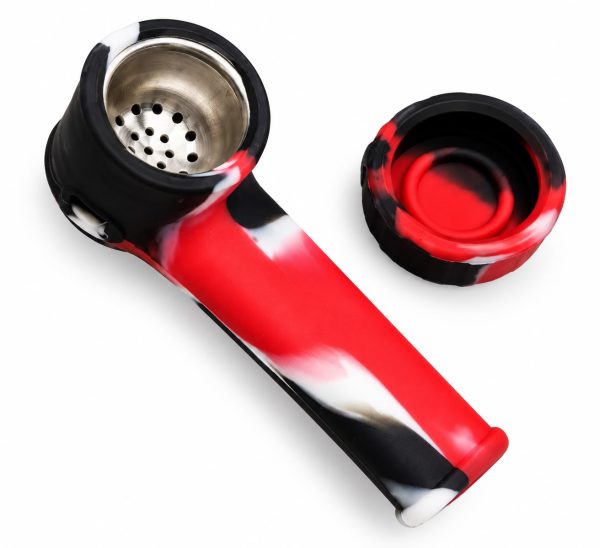 Pipa de Silicona – Rojo, Negro & Blanco ❤️🖤🤍