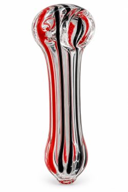 Pipa de vidrio artesanal rojo, negro y transparente – Robleto