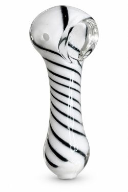Pipa de vidrio con diseño espiral blanco y negro