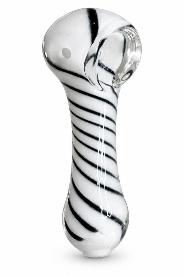 Pipa de vidrio con diseño espiral blanco y negro