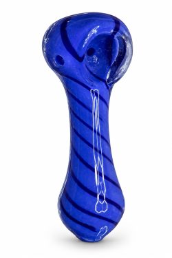 Pipa de vidrio azul con diseño espiral