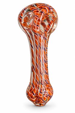 Pipa de vidrio artesanal con diseño espiral naranja