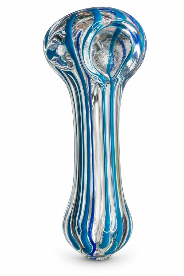 Pipa de vidrio decorativa azul y turquesa 💎