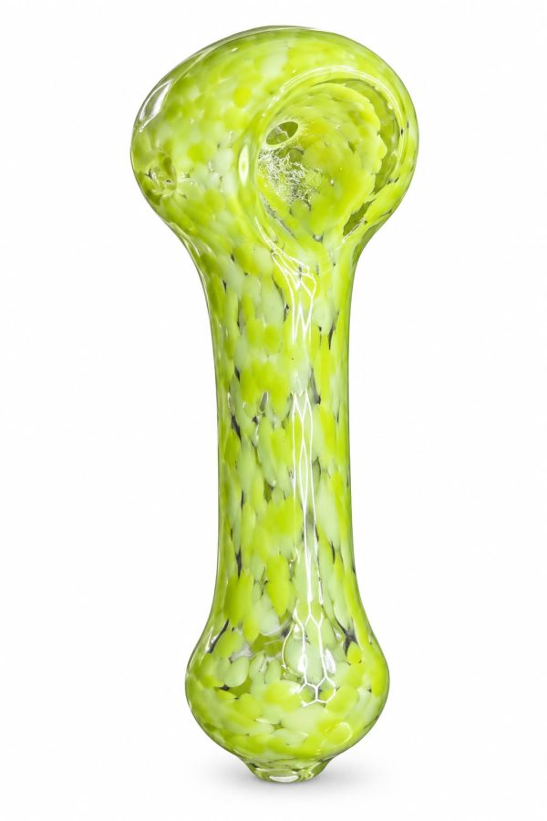 Pipa de vidrio verde lima con diseño marmoleado 💚